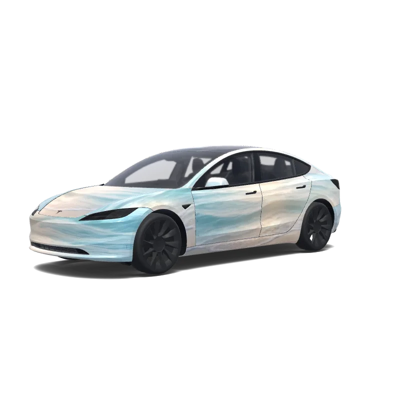 Tesla Model 3 (2024+) Standard & Premium — Wrap-Vorschau: soft light beach waves.