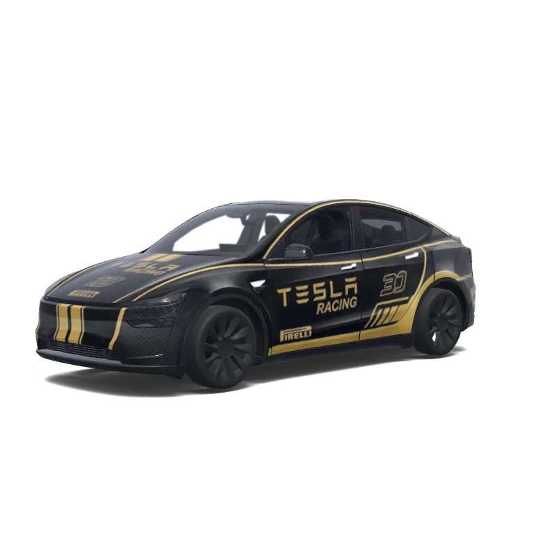 Tesla Model Y (2025+) Premium — Racing f1 black and gold. wrap preview