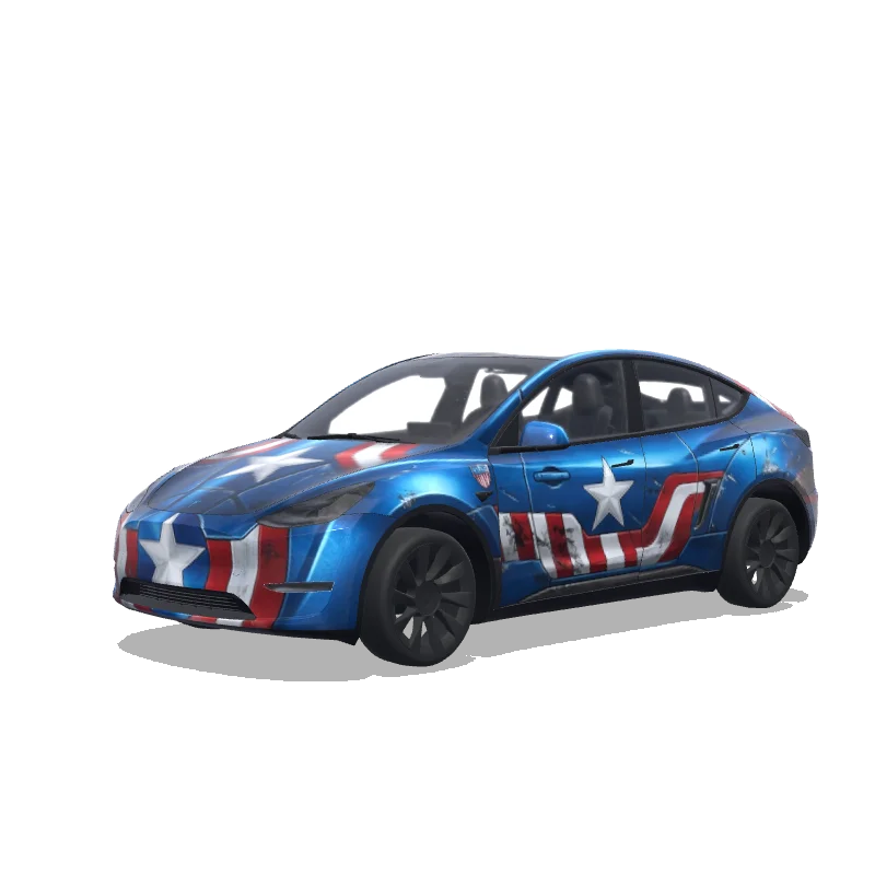 Tesla Model Y 2020-2024 — aperçu du wrap marvel captain america