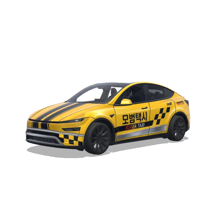 Tesla Model Y (2025+) Premium — 한국 모범택시 디자인해줘 wrap preview