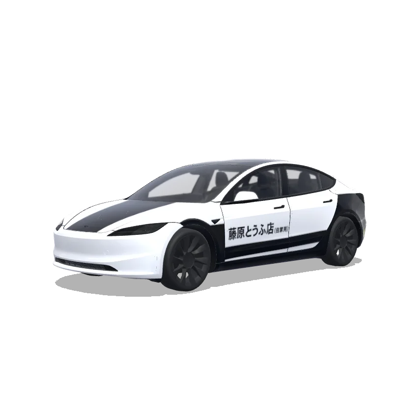 Tesla Model 3 (2024+) Standard & Premium — aperçu du wrap InitialD ae86 trueno fujiwaratofu