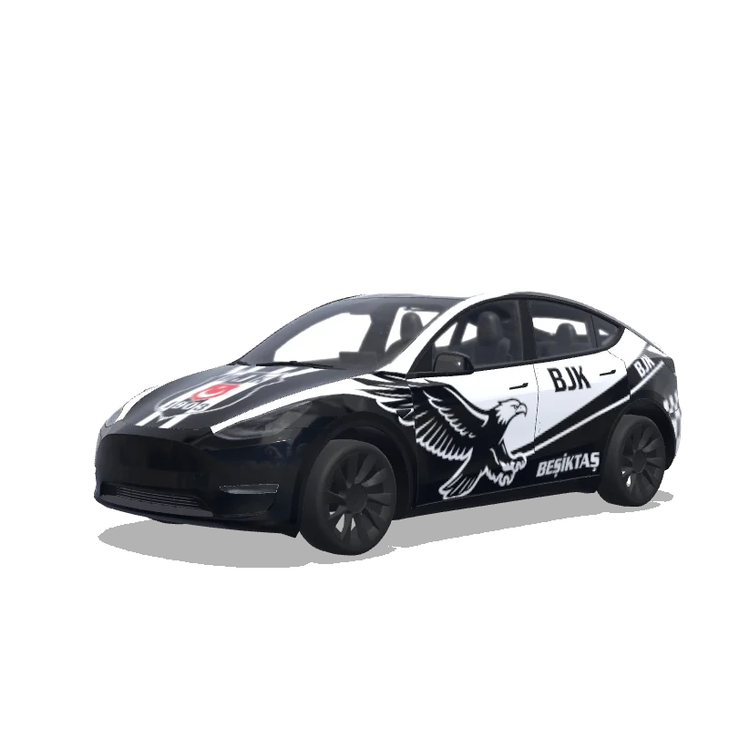 Tesla Model Y 2020-2024 — beşiktaş futbol klübü renkleri, logosu ve kartal resimleriyle tasarla wrap preview