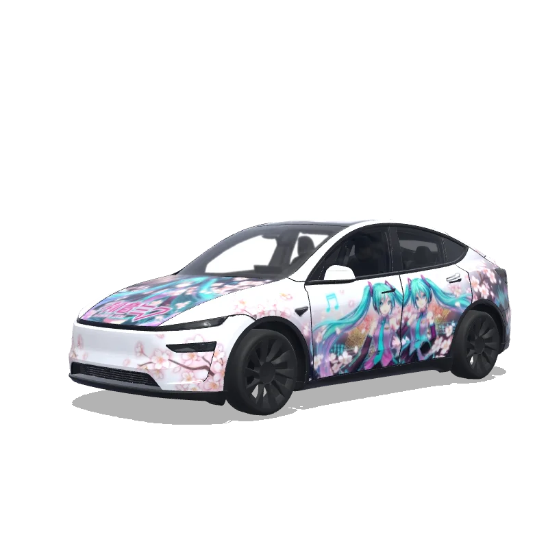 Tesla Model Y (2025+) Premium — Miku Hatsune blooming wrap preview