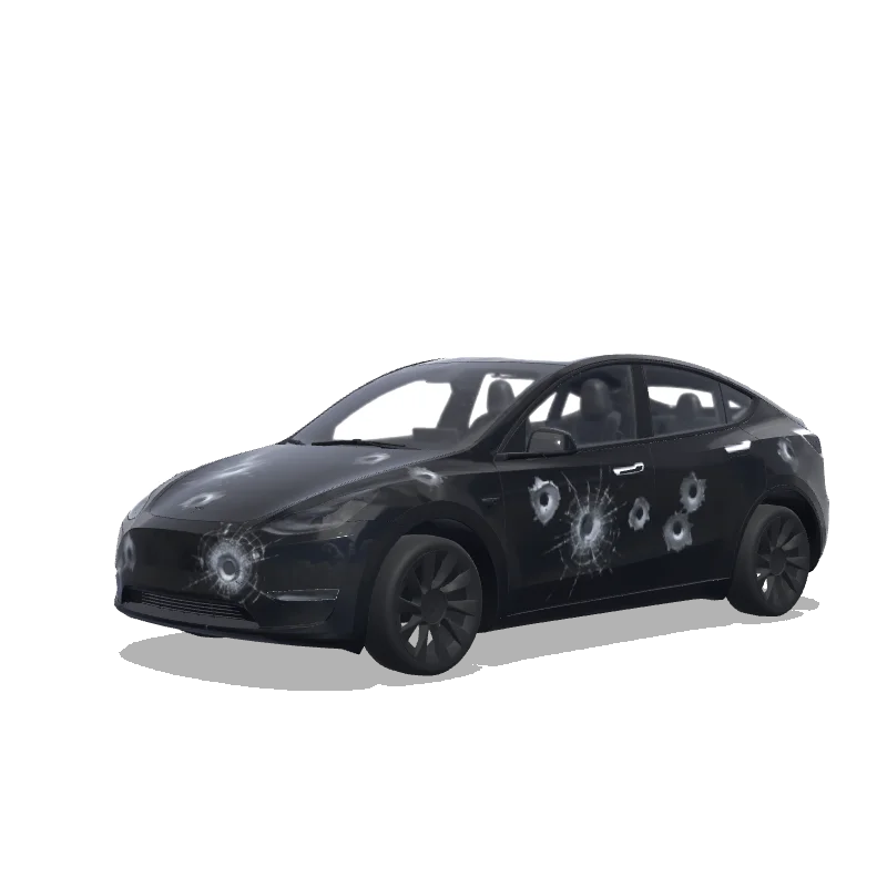 Tesla Model Y 2020-2024 — vista previa del diseño impact of gun shot
