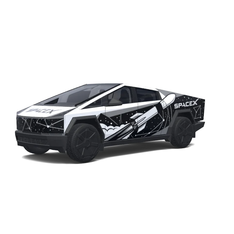 Tesla Cybertruck 2024+ — Space x. Colors: white, black. wrap preview