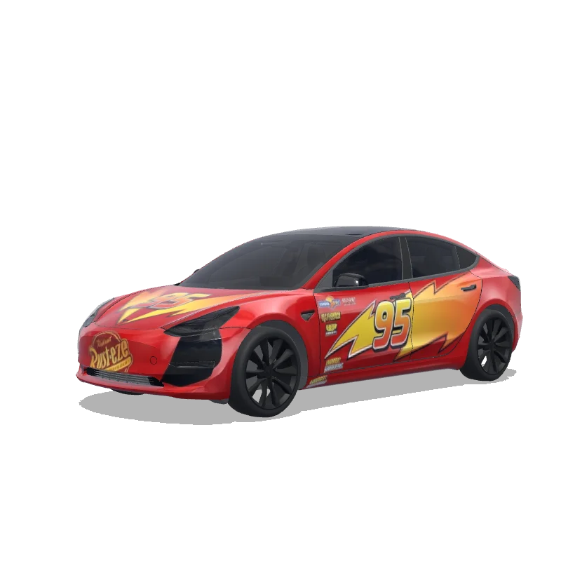 Tesla Model 3 2017-2023 — aperçu du wrap i would like a lightning mcqueen wrap