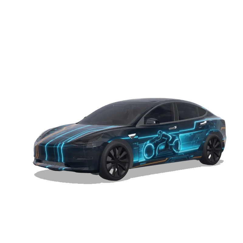 Tesla Model 3 2017-2023 — vista previa del diseño Tron inspired