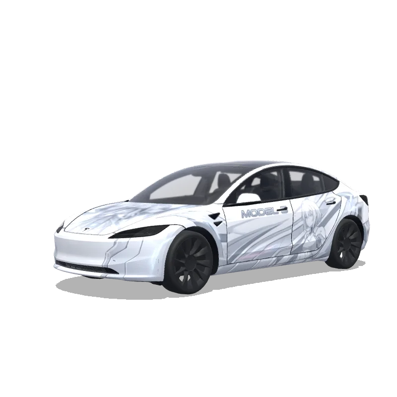 Tesla Model 3 (2024+) Standard & Premium — Wrap-Vorschau: white anime style