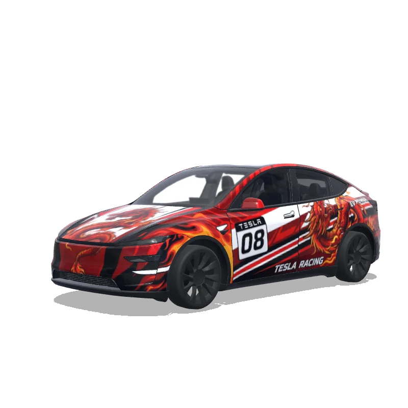 Tesla Model Y (2025+) Performance — Red dragon race cool wrap preview