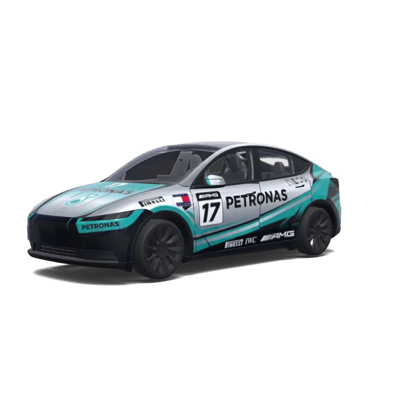 Tesla Model Y (2025+) Standard — 2026 F1 style Mercedes Petronas. Number 17. wrap preview