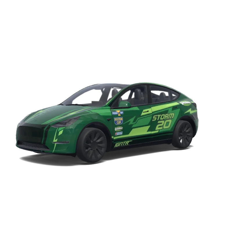 Tesla Model Y 2020-2024 — Jackson Storm from cars 3. Colors: green. wrap preview