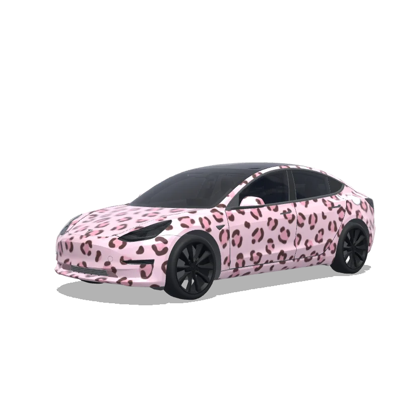 Tesla Model 3 2017-2023 — light pink cheetah print涂装预览