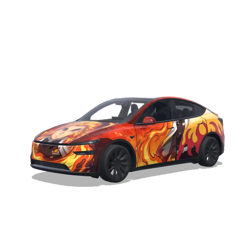 Tesla Model Y (2025+) Premium — aperçu du wrap Kyojuro Rengoku