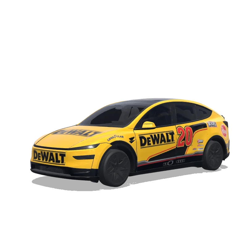 Tesla Model Y L 2025+ — christopher bell yellow DeWALT nascar car wrap preview