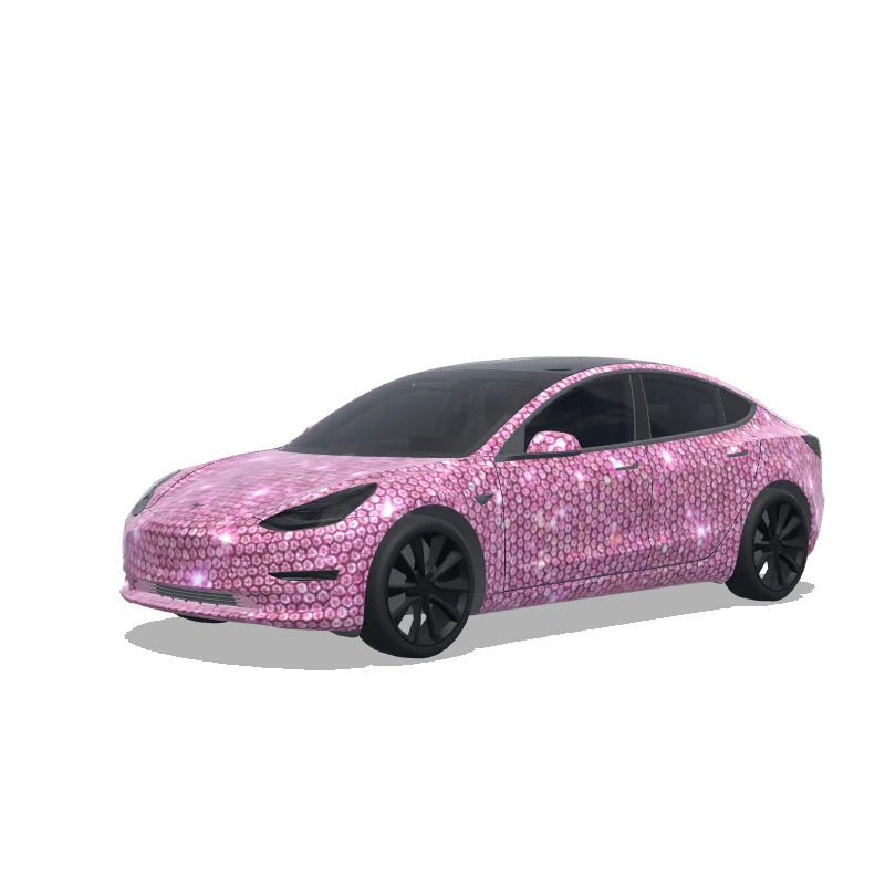 Tesla Model 3 2017-2023 — aperçu du wrap pink print swarovski small stones covvering the entire car