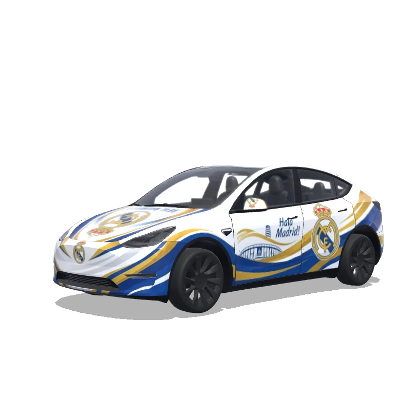 Tesla Model Y 2020-2024 — vista previa del diseño 레알마드리드 축구팀 컨셉으로 멋지게 디자인 해줘