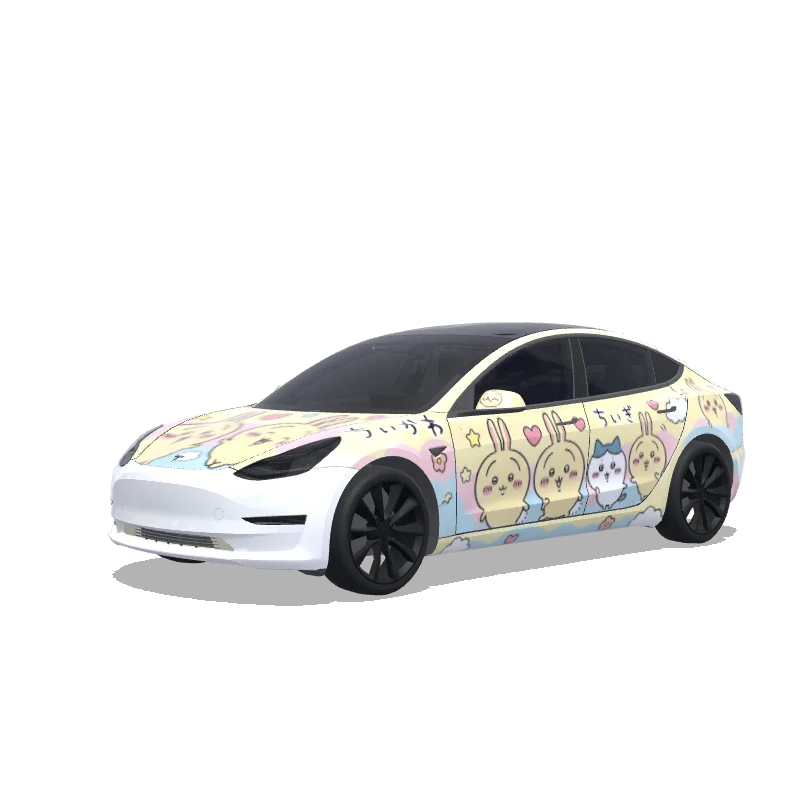 Tesla Model 3 2017-2023 — vista previa del diseño chiikawa usagi