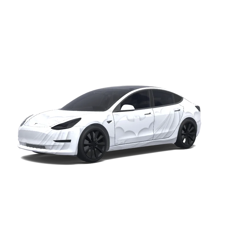 Tesla Model 3 2017-2023 — Batman keeping the background white. Colors: white. wrap preview