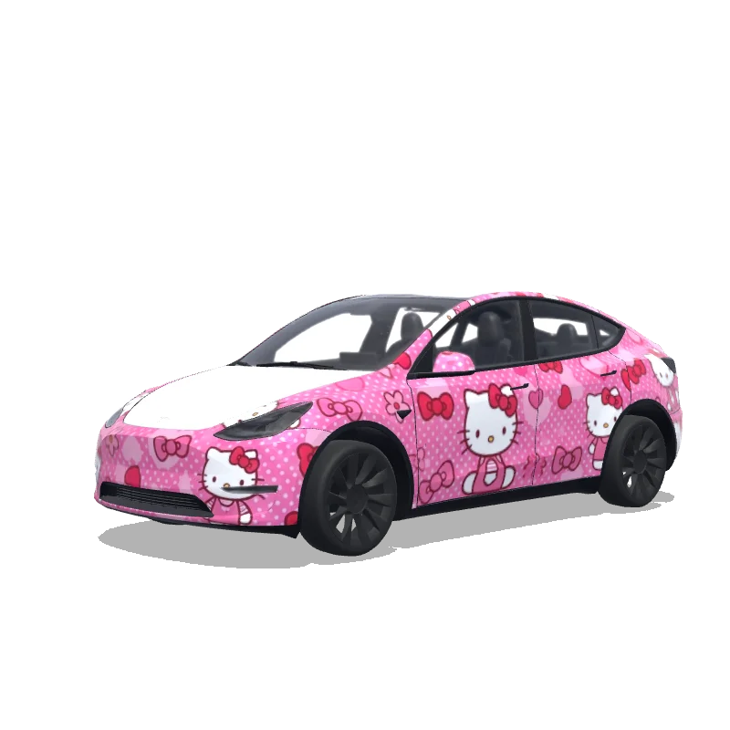 Tesla Model Y 2020-2024 — vista previa del diseño 帮我设计一个hellokitty的 我要粉色