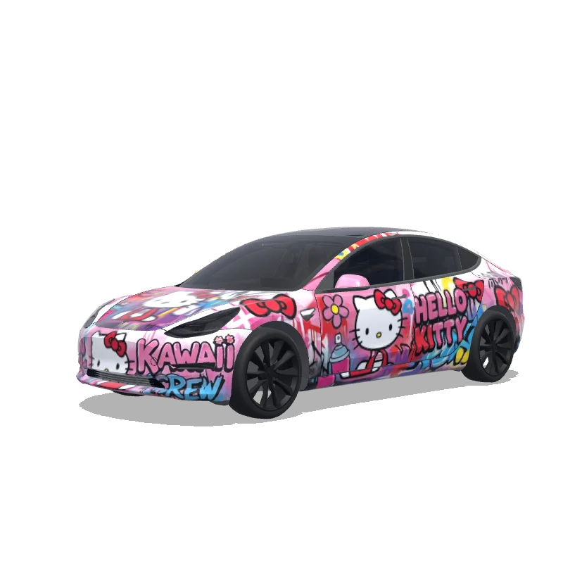 Tesla Model 3 2017-2023 — Wrap-Vorschau: 我想要一个hello kitty主题的涂鸦