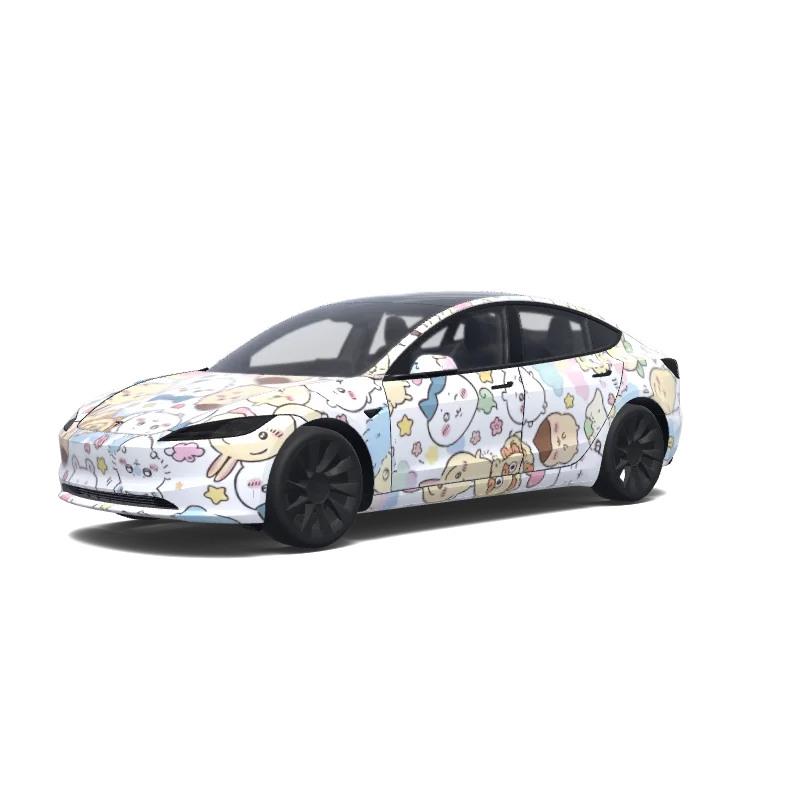 Tesla Model 3 (2024+) Standard & Premium — Chiikawa. wrap preview