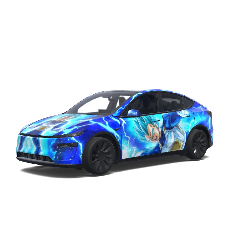 Tesla Model Y (2025+) Premium — Super saiyan blue vegeta. wrap preview