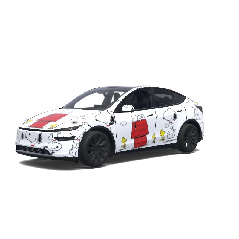 Tesla Model Y (2025+) Premium — Snoopy. Colors: white.涂装预览