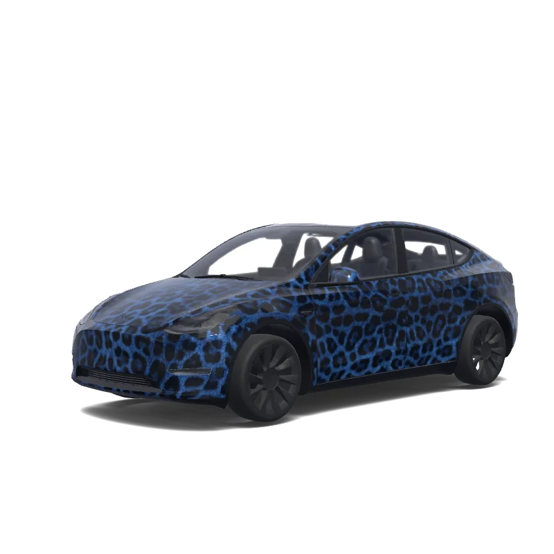 Tesla Model Y 2020-2024 — SİYAH BİR LEOPAR OLSUN HER TARAFI. Colors: black, blue. wrap preview