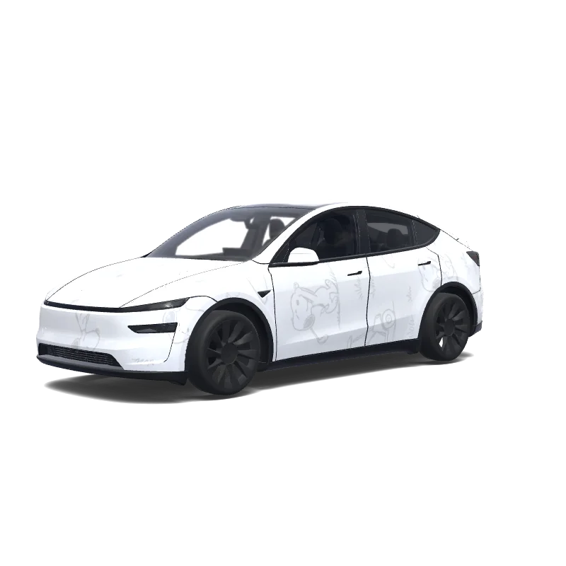 Tesla Model Y (2025+) Premium — Snoopy golf. Colors: white. wrap preview