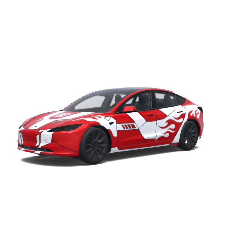 Tesla Model 3 (2024+) Standard & Premium — Optimus prime. Colors: white, red. 랩 미리보기