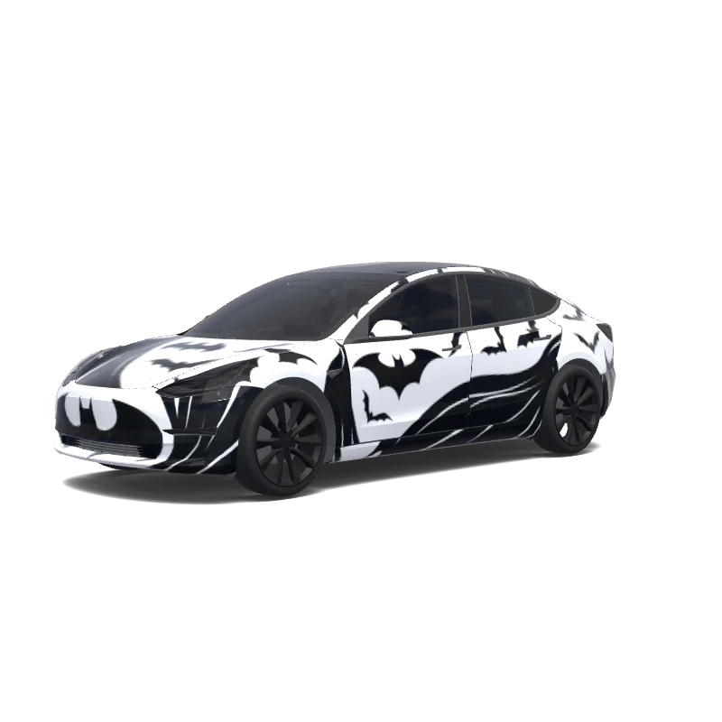 Tesla Model 3 2017-2023 — Batman keeping the background white. Colors: white, black. 랩 미리보기
