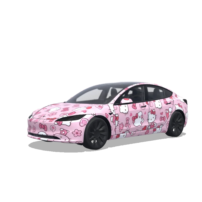 Tesla Model 3 (2024+) Standard & Premium — Wrap-Vorschau: 主体使用粉色hello kitty.