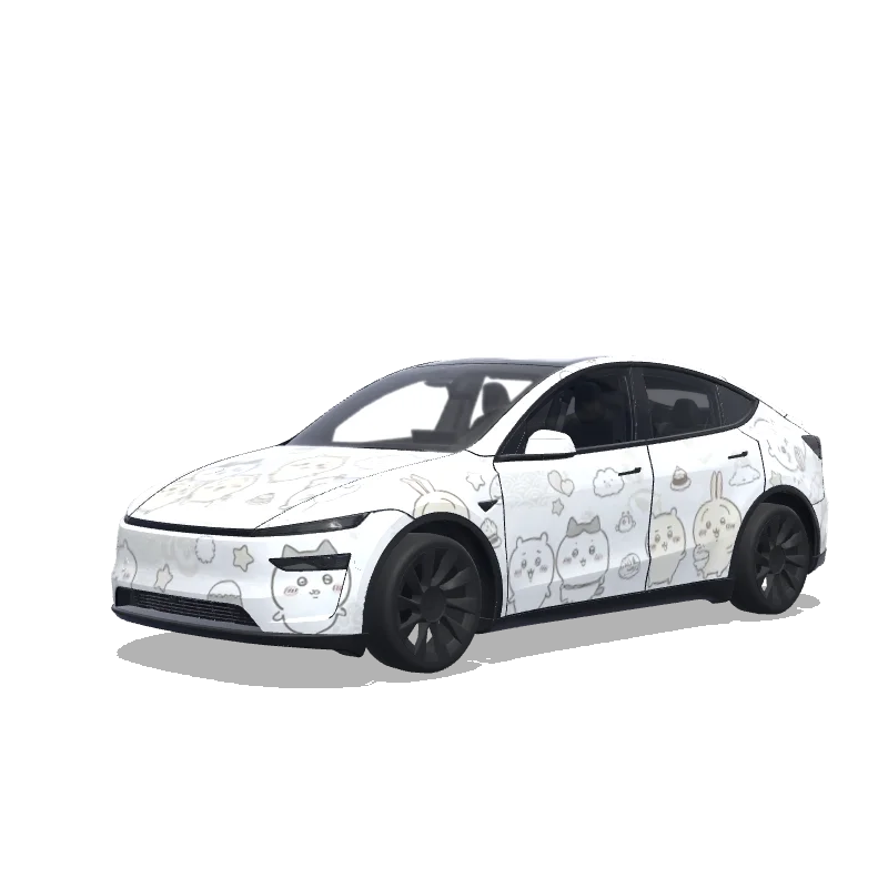 Tesla Model Y (2025+) Premium — Please create a design for Chikawa.. Colors: white. wrap preview