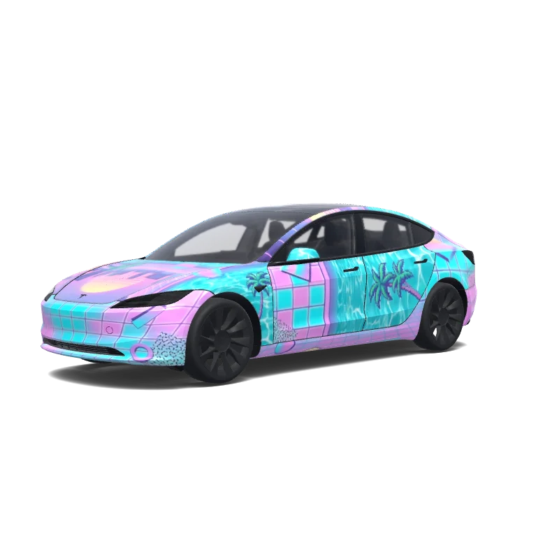 Tesla Model 3 (2024+) Standard & Premium — Vaporwave Pool aesthetics. wrap preview