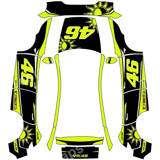 Tesla Model Y (2025+) Premium — Decoracion vr46 PNG wrap texture