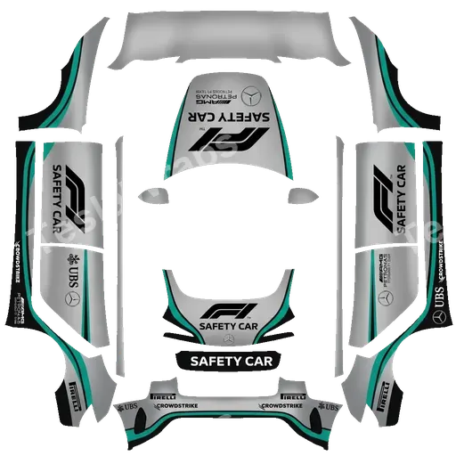 Tesla Model 3 (2024+) Standard & Premium — F1 safety car PNG wrap texture