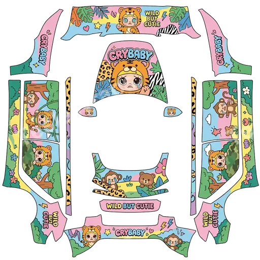 Tesla Model 3 (2024+) Standard & Premium — popmart CRYBABY Wild but Cutie PNG wrap texture
