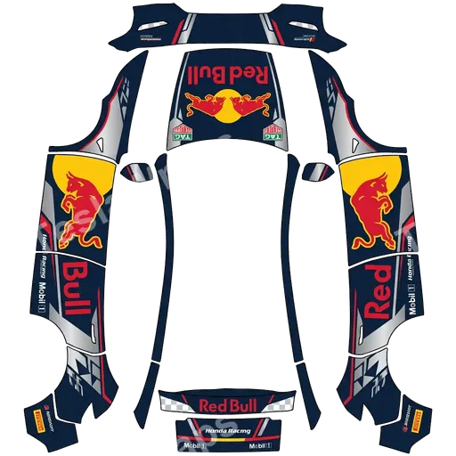 Tesla Model Y (2025+) Premium — textura PNG del diseño redbull race car