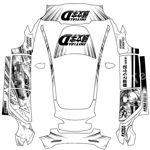 Tesla Model 3 2017-2023 — textura PNG del diseño original comic design initial d