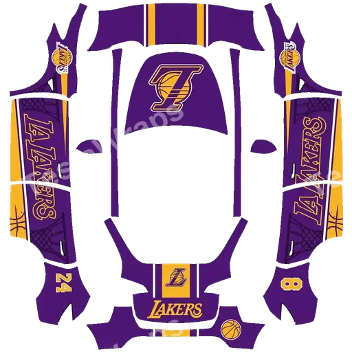 Tesla Model Y 2020-2024 — textura PNG del diseño Los Angeles Lakers
