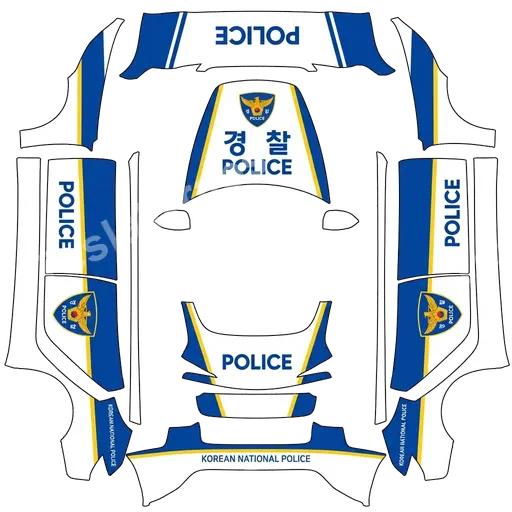 Tesla Model 3 (2024+) Standard & Premium — Korean police car. PNG 랩 텍스처
