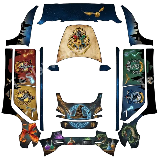 Tesla Model 3 (2024+) Standard & Premium — Hogwarts PNG wrap texture