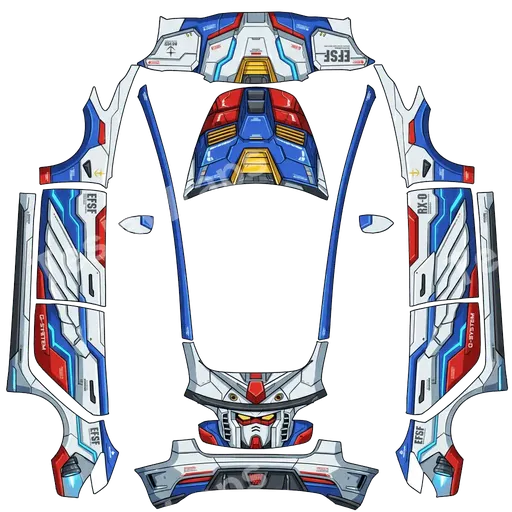 Tesla Model 3 2017-2023 — gundam latest PNG wrap texture