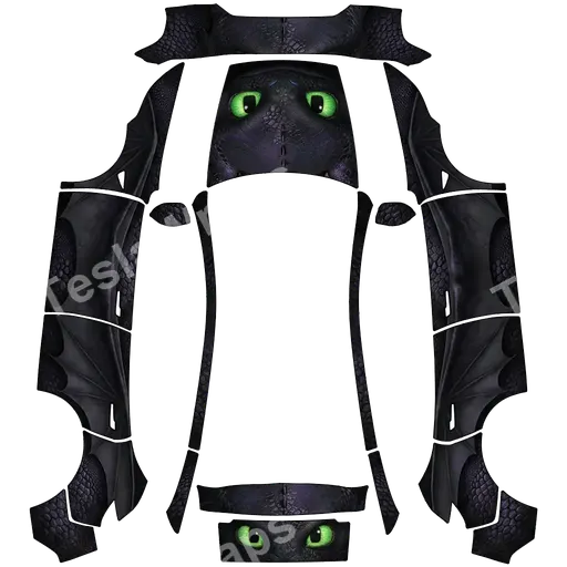 Tesla Model Y (2025+) Premium — Toothless PNG wrap texture