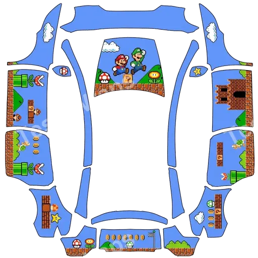 Tesla Model Y L 2025+ — Super Mario PNG wrap texture