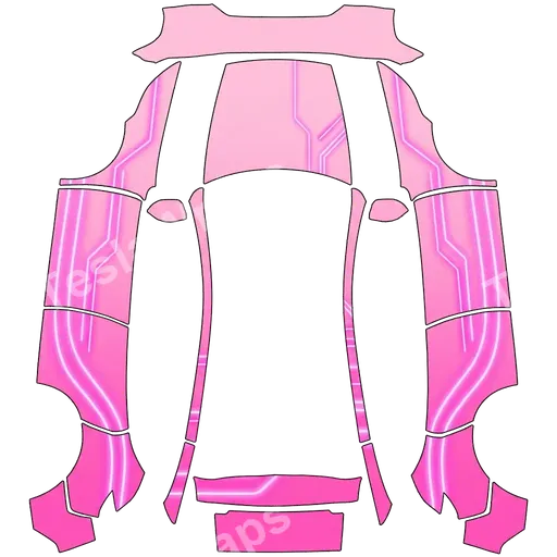 Tesla Model Y (2025+) Premium — Gradient baby Pink with thin cyber punk pink neon lights PNG wrap texture
