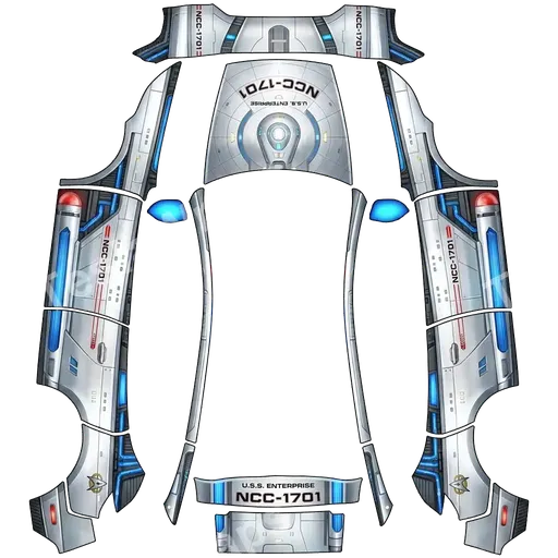 Tesla Model Y (2025+) Premium — Star Trek Enterprise. PNG 랩 텍스처