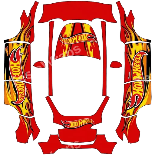 Tesla Model Y 2020-2024 — red car with logo of hot wheels PNG wrap texture