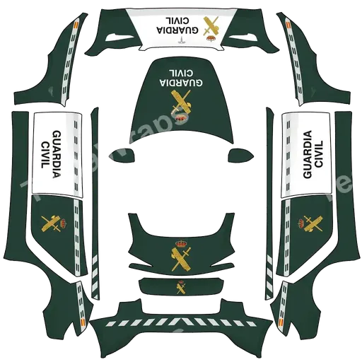 Tesla Model 3 (2024+) Standard & Premium — PNG-Wrap-Textur: Guardia civil