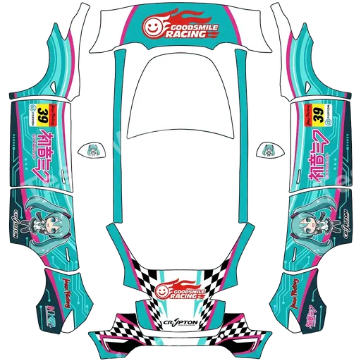 Tesla Model Y 2020-2024 — Race car miku PNG 涂装贴图